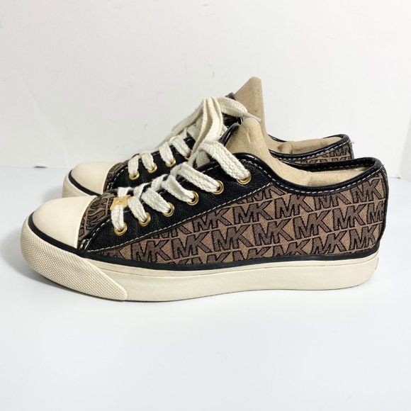 Michael Kors MK logo Leather & Jacquard Cap Toe City Sneaker - Picture 2 of 10